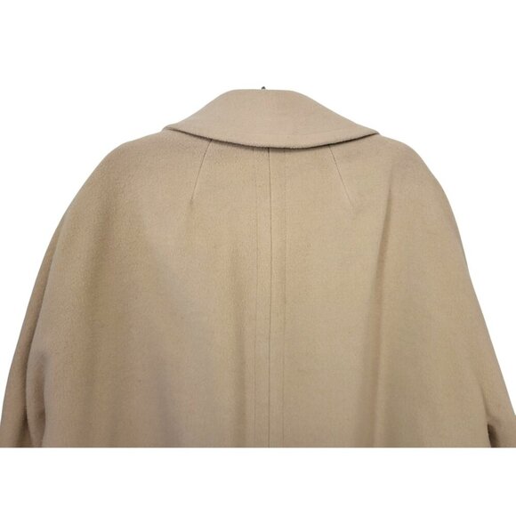 Vintage 100% Cashmere Car Coat Long Oatmeal Beige Minimalist Overcoat - Picture 9 of 12